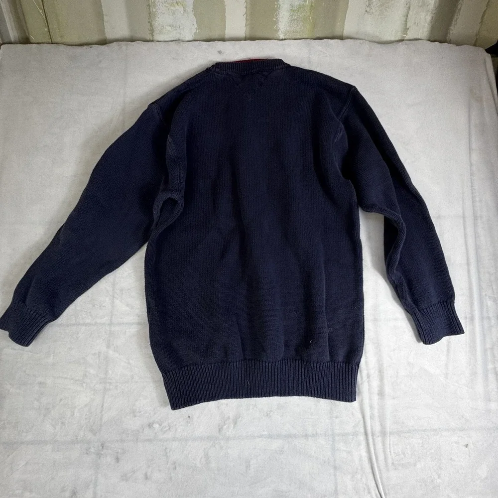 Tommy Hilfiger Sweater Men's XL Navy Chunky Knit Long Sleeve Crew Neck Pullover